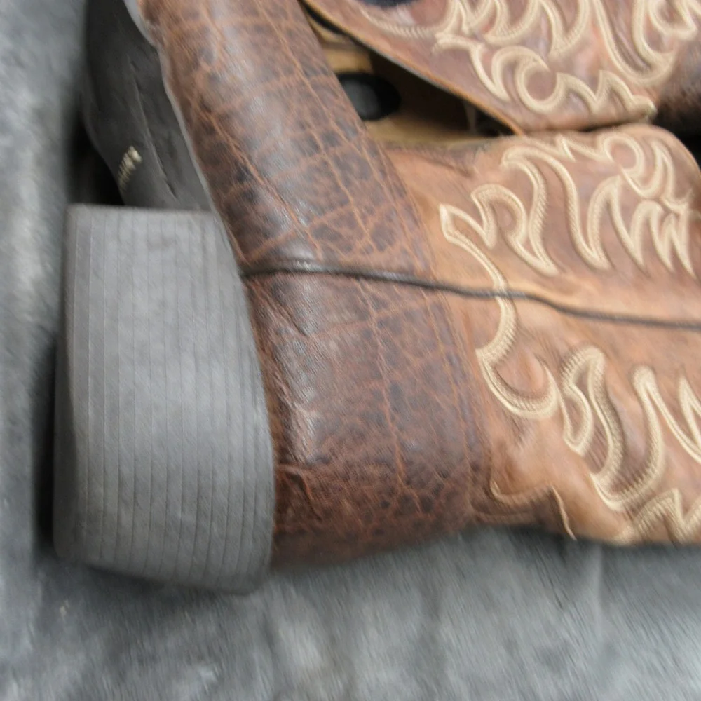 Cody James Western Boots Mens 13 D Brown Leather Square Toe Exotic Faux Elephant - Picture 8 of 16